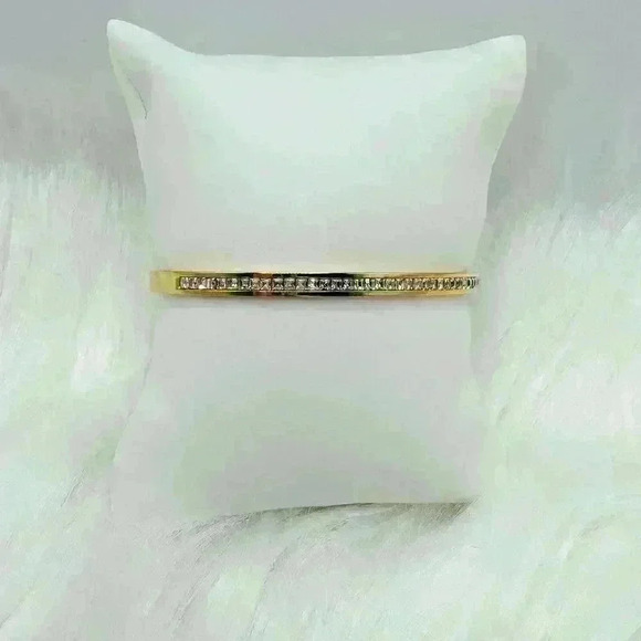 Golden Inlaid Zircon Rhinestones Bangle - Picture 7 of 8